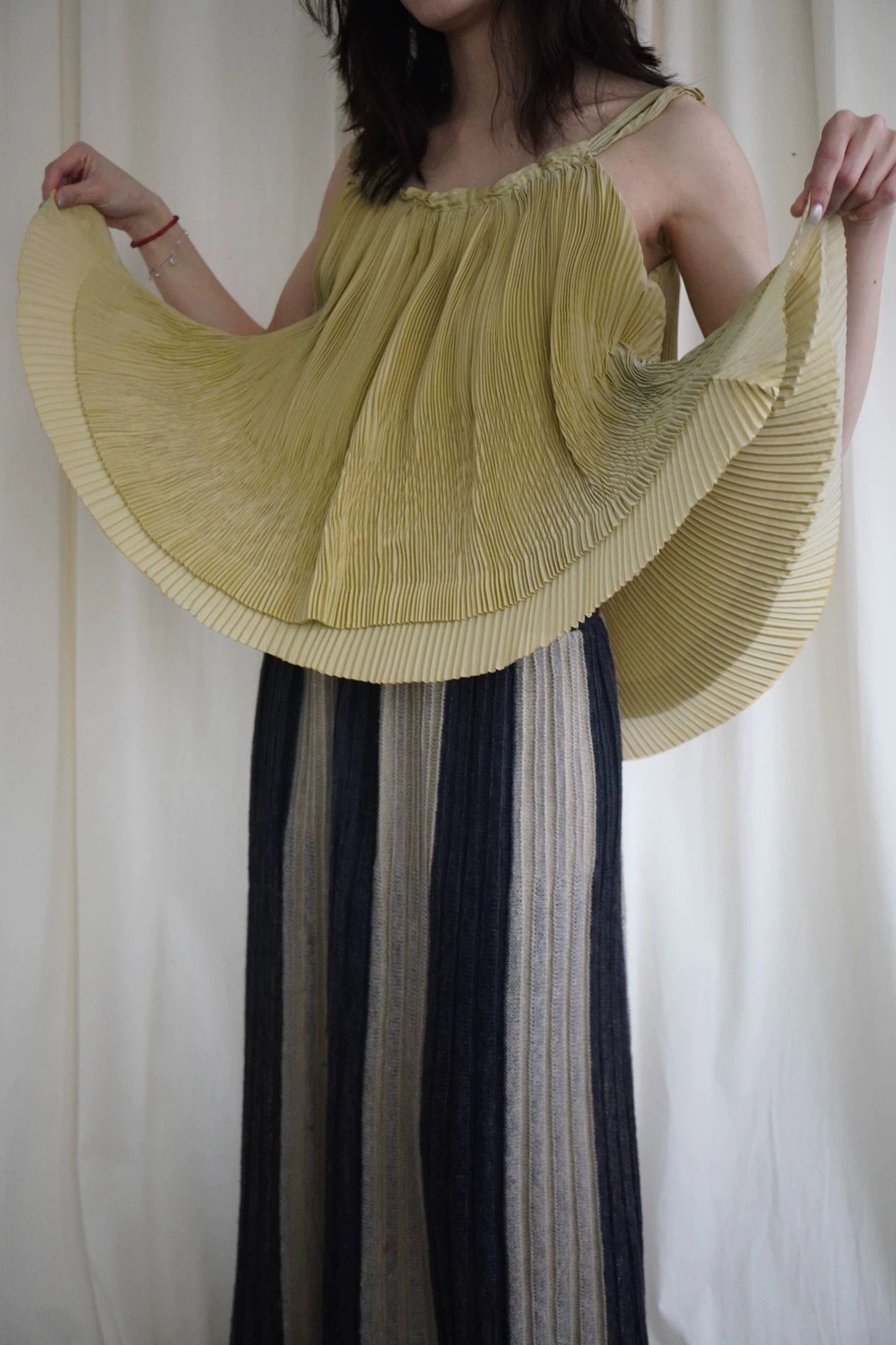Issey Miyake Issey Miyake 2000s Yellow-Green Double Layer Cami Top Size ONE SIZE - 8 Thumbnail