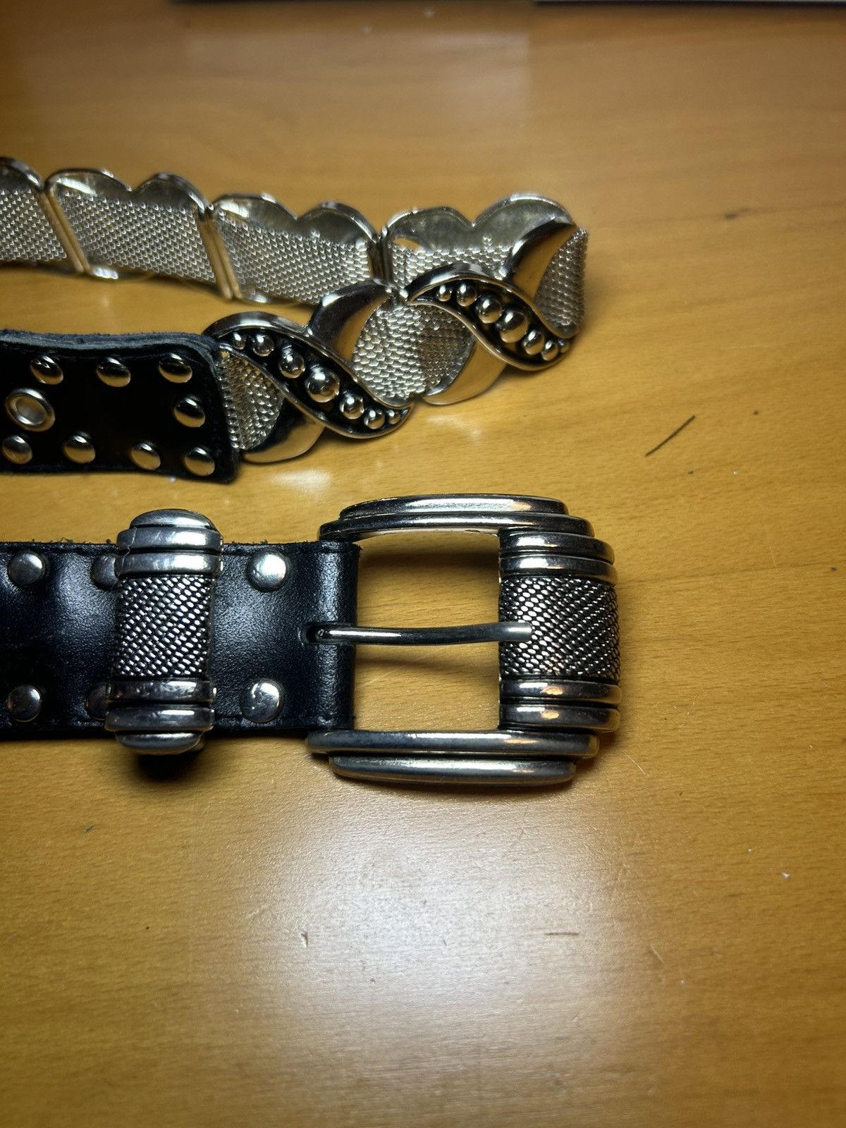 Vintage Vintage Nanni genuine leather “xxx” studded chainmail belt Size ONE SIZE - 3 Thumbnail