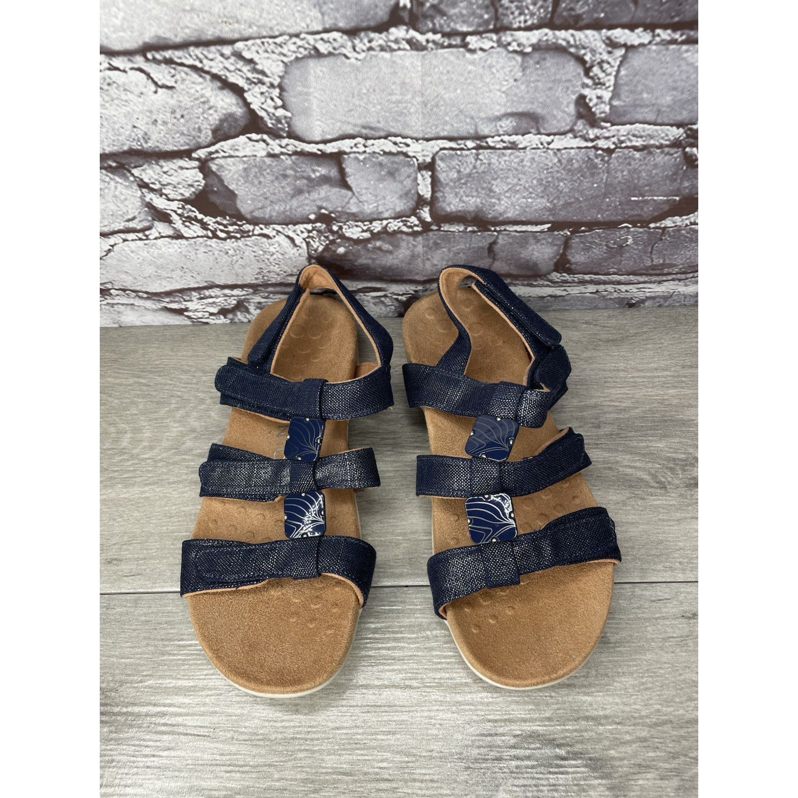 Etonic Vionic Amber Navy Blue Synthetic Adjustable Strappy Sandals Size US 7 / IT 37 - 2 Thumbnail