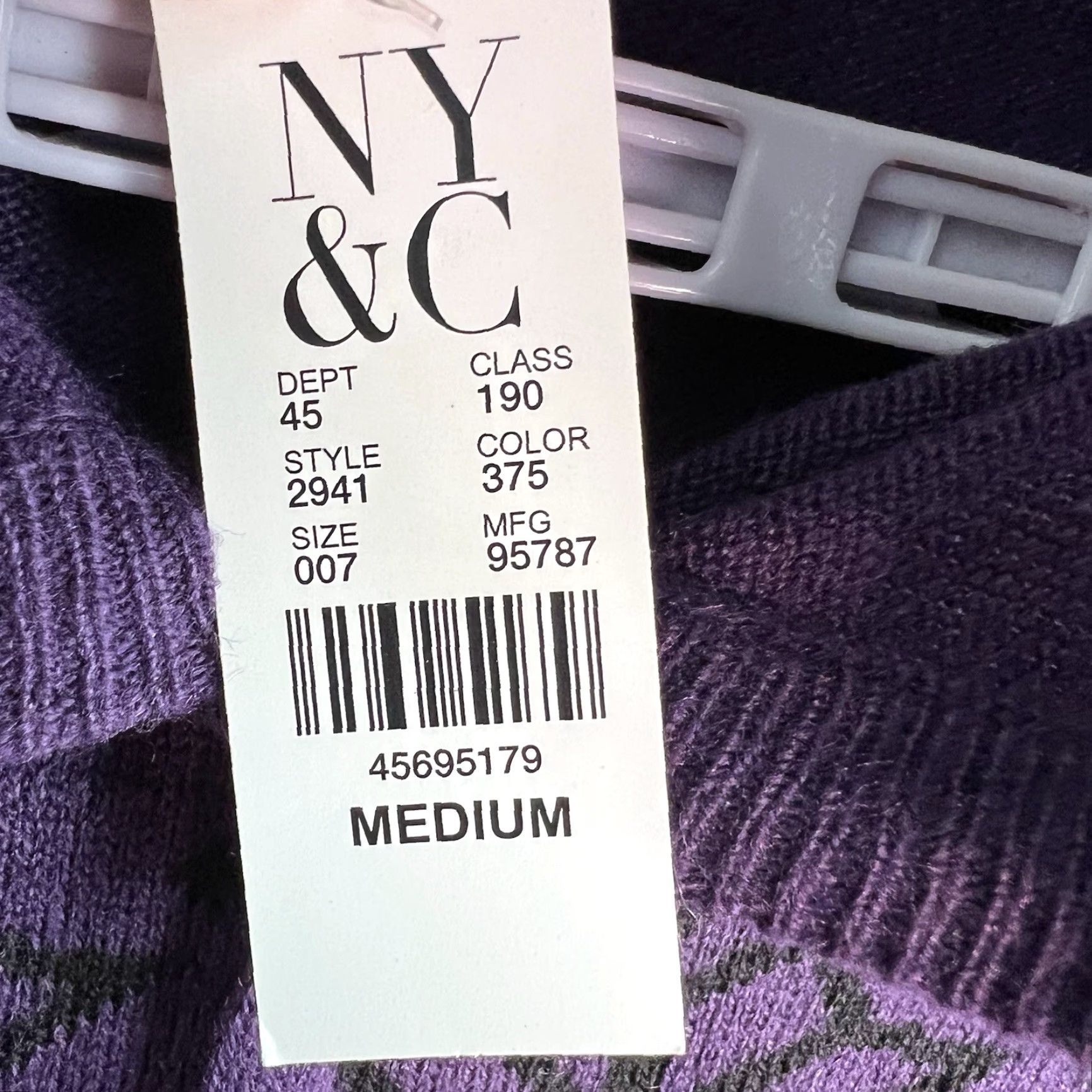 Vintage NYC Sweatshirt Women M Purple Geometric Pattern Hooded Knit Pullover NWT Activewear Size M / US 6-8 / IT 42-44 - 4 Thumbnail