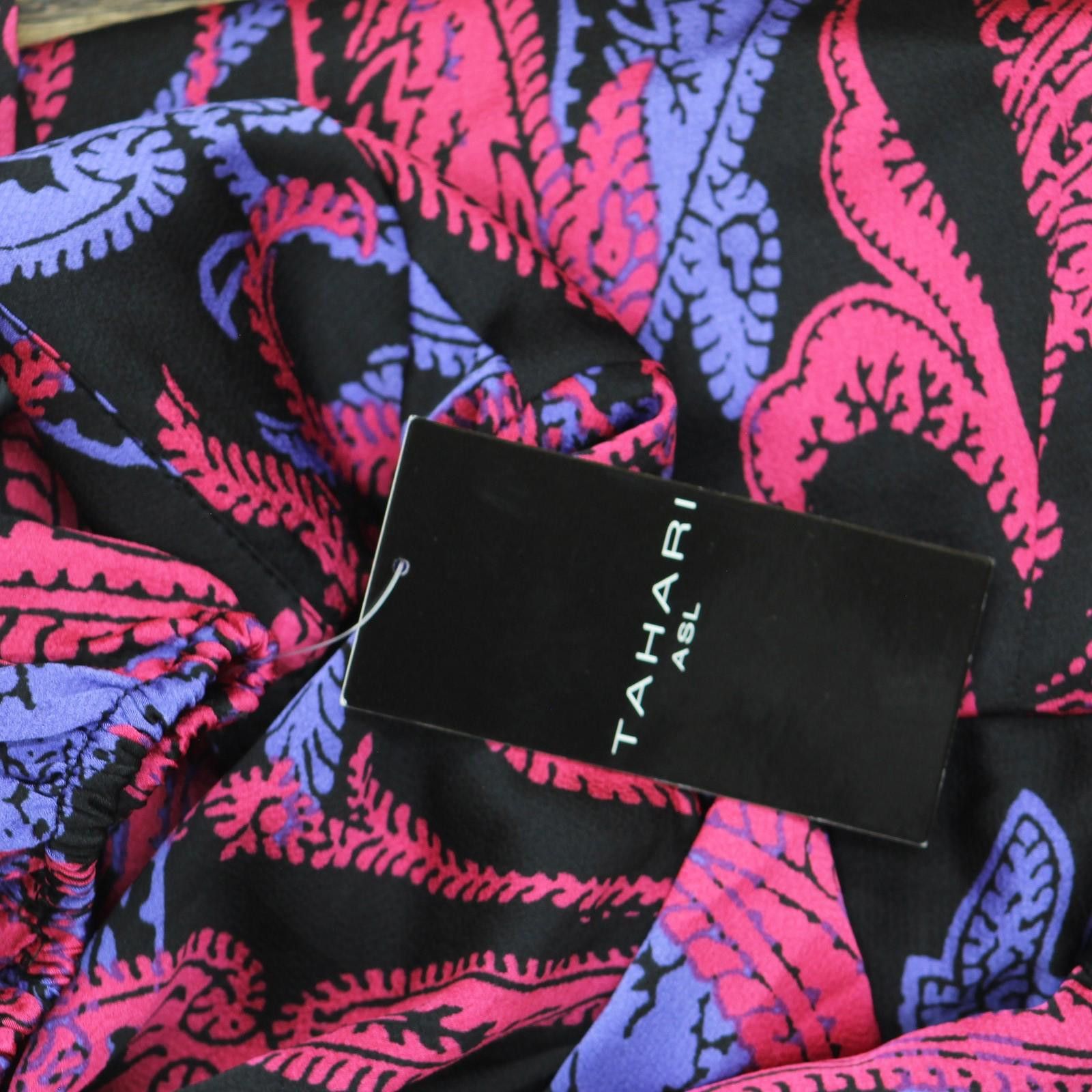 Other Nwt Tahari Asl Faux-wrap Dress Dem643-t4 Black Cobalt 6 Size M / US 6-8 / IT 42-44 - 3 Thumbnail