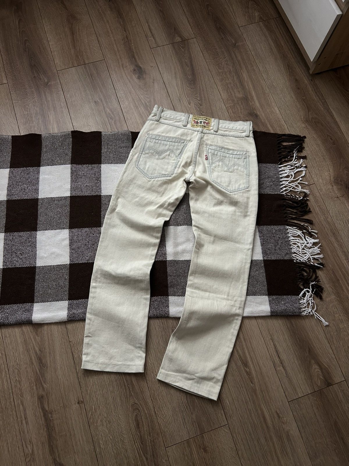 Vintage Levis Two Horse brand label white jeans mens