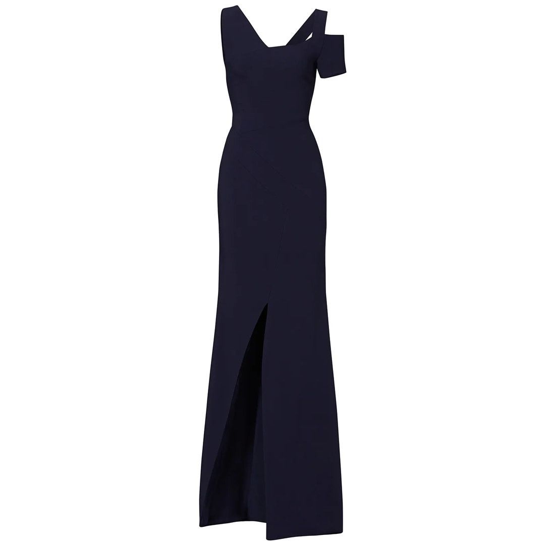 Antonio Berardi Antonio Berardi Navy Blue Asymmetrical Cold Shoulder Gown Size M / US 6-8 / IT 42-44 - 15 Thumbnail
