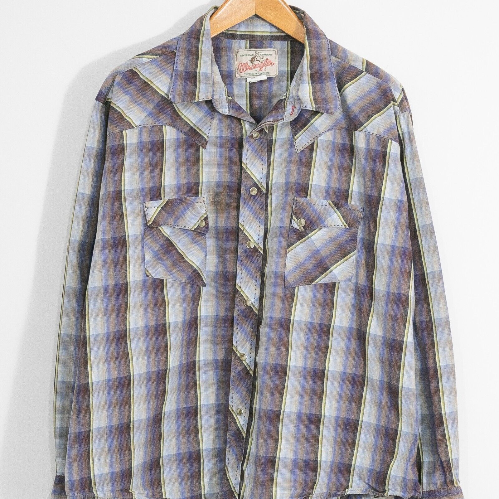 Wrangler Wrangler Pearl Snap Button Shirt 2XL Long Sleeve Distressed Size US XXL / EU 58 / 5 - 2 Thumbnail