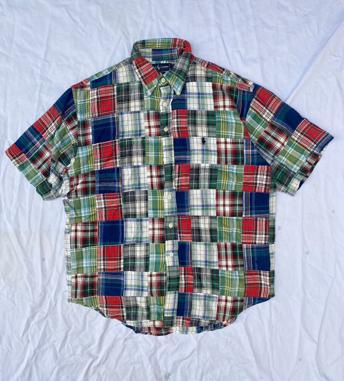 Polo Ralph Lauren × RRL Ralph Lauren 90’s Polo Ralph Lauren Patchwork Button Down Size US M / EU 48-50 / 2 - 1 Thumbnail