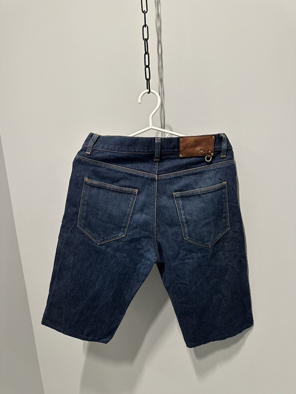 Prada Prada Vintage Denim Shorts Leather Logo Japan Style Size US 30 / EU 46 - 18 Thumbnail
