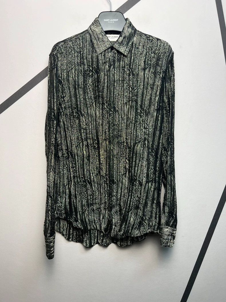 Saint Laurent Paris Saint Laurent Black Silver 3D Floral Shirt-dmc Size US M / EU 48-50 / 2 - 1 Thumbnail