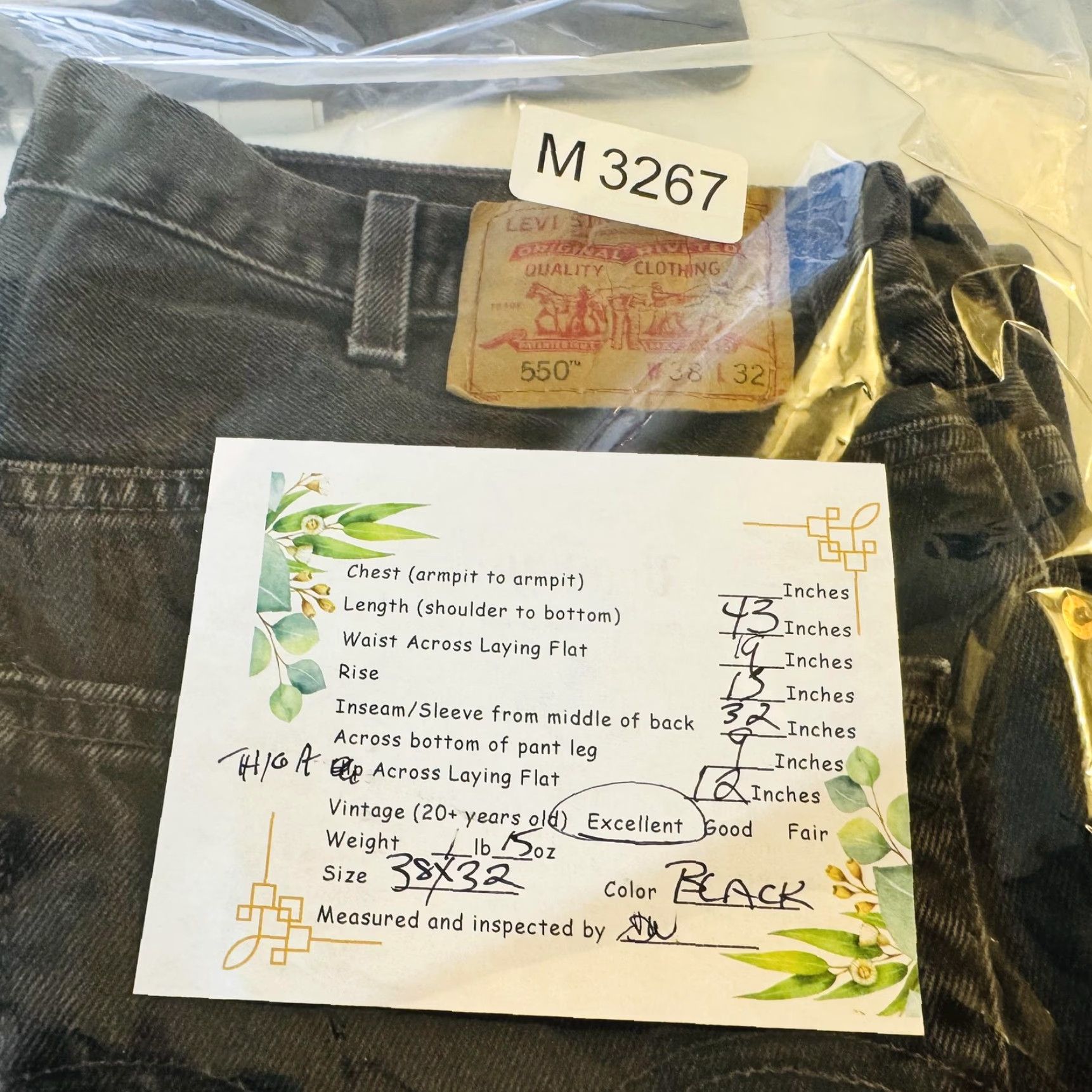 Levi's VINTAGE Levi's 550 Jeans Mens 38x32 Black Charcoal Wash Relaxed Tapered Denim 90s Size US 38 / EU 54 - 8 Thumbnail