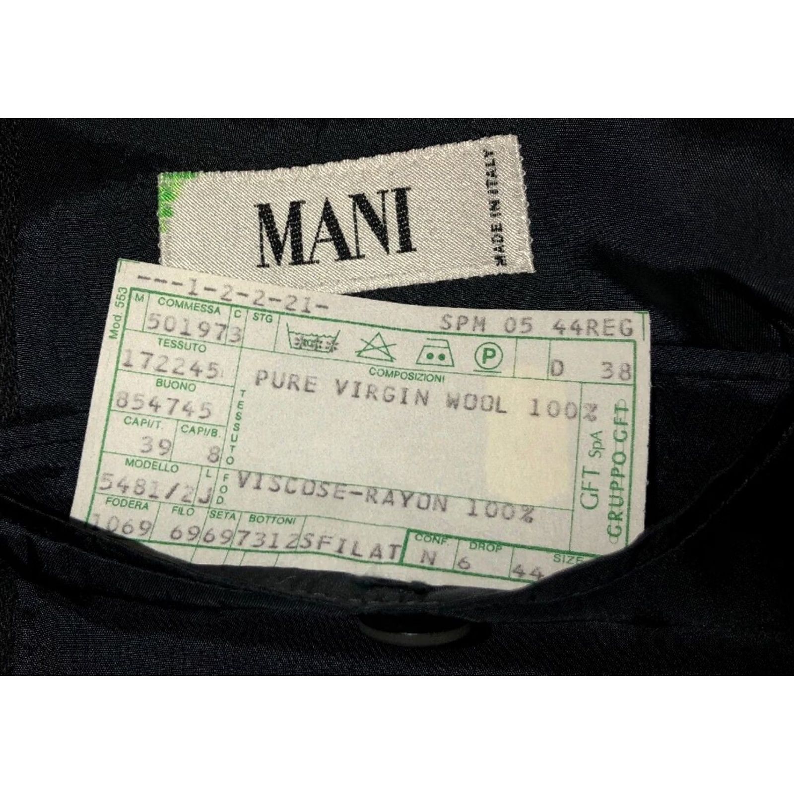 Vintage MANI Made For Dillards Mens Black Pinstriped 100% Wool 2 Button Sport Coat Sz 44 Size US S / EU 44-46 / 1 - 2 Thumbnail