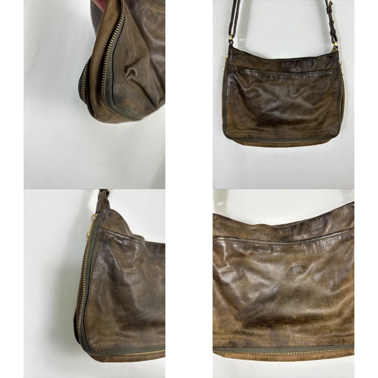 Fossil Fossil Piper Crossbody Bag Brown Pebbled Leather 12x9x1-3 Adjustable Strap Removable Zipper Closure Size ONE SIZE - 9 Thumbnail