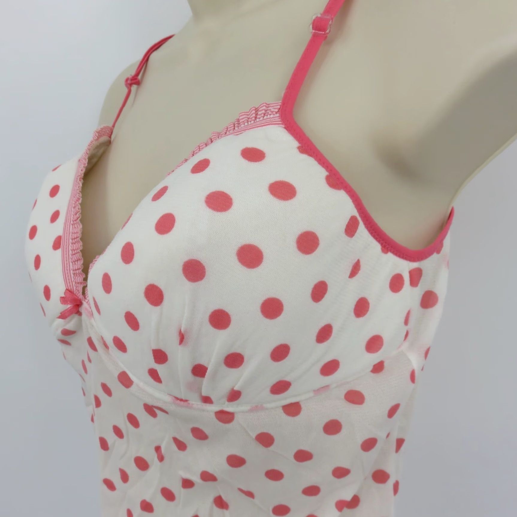 Vintage VINTAGE Warner's Camisole Tank Top Women's Large L Pink Polka Dot Ruffle Bow Cami Tank Top Size L / US 10 / IT 46 - 5 Thumbnail