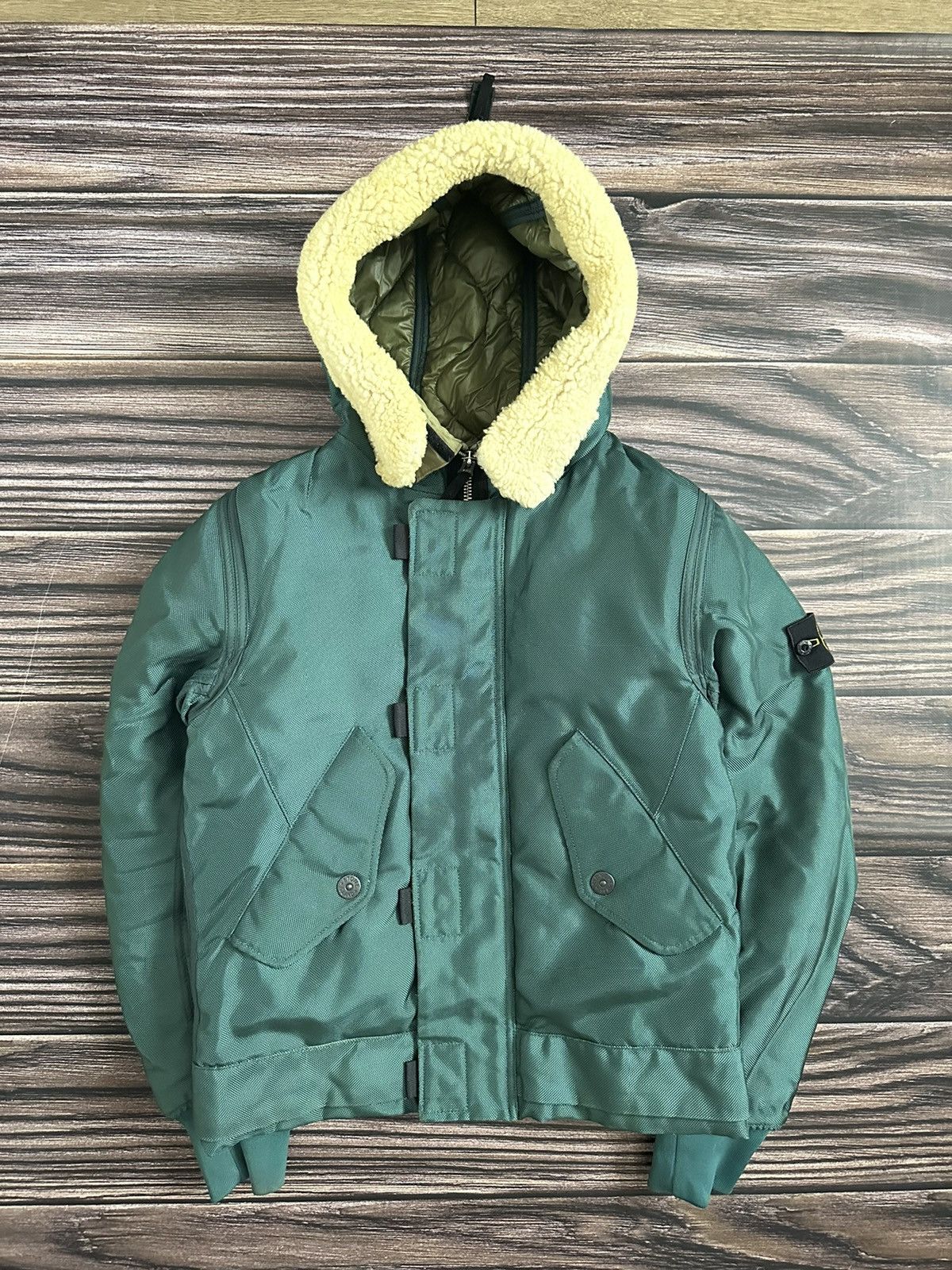 Stone Island Oxford Nylon N3-B Sheepskin Hooded Jacket