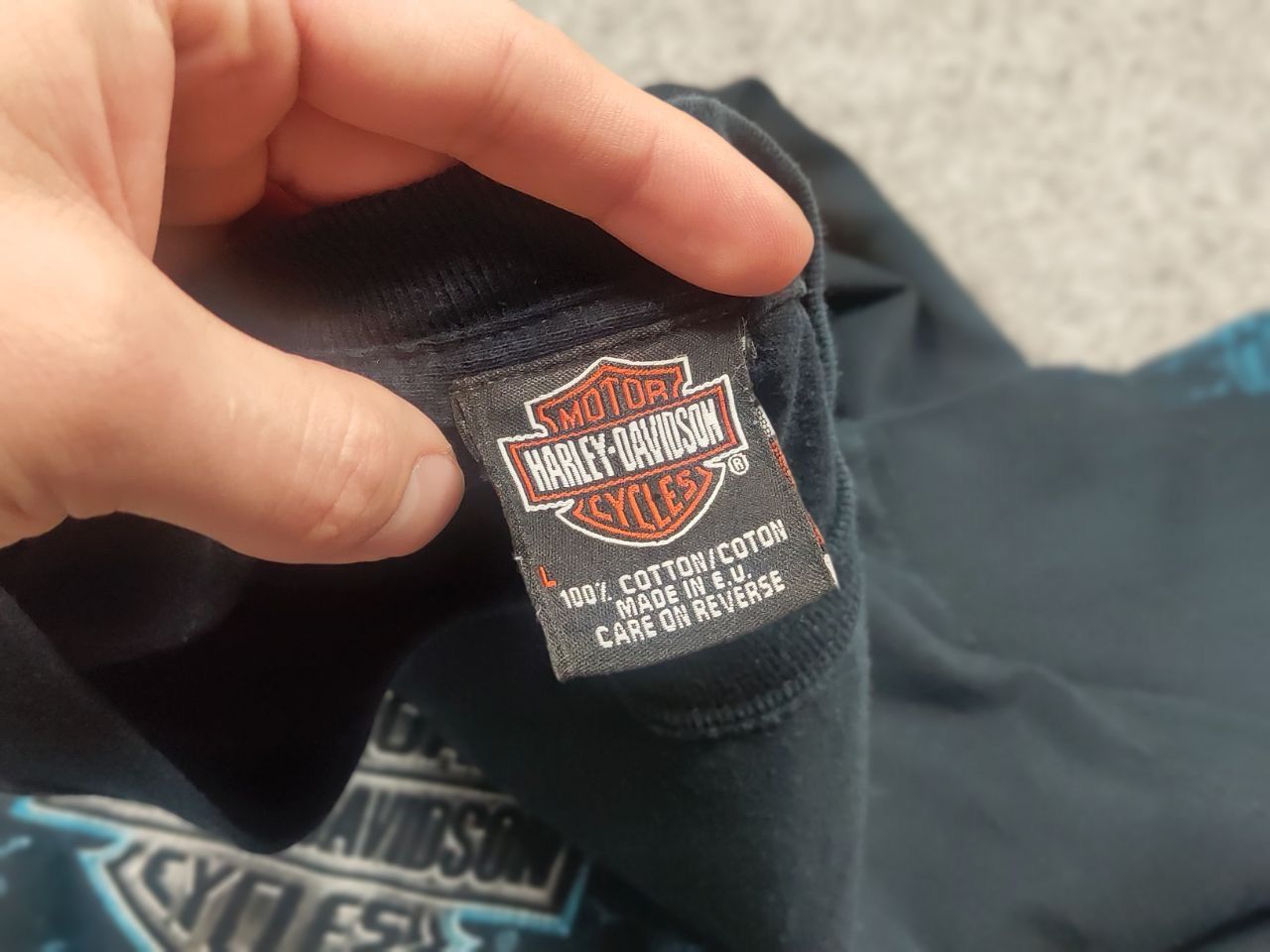 Harley Davidson Vintage Harley Davidson Fire Blue Logo Long sleeve Y2K Style Size US L / EU 52-54 / 3 - 14 Thumbnail