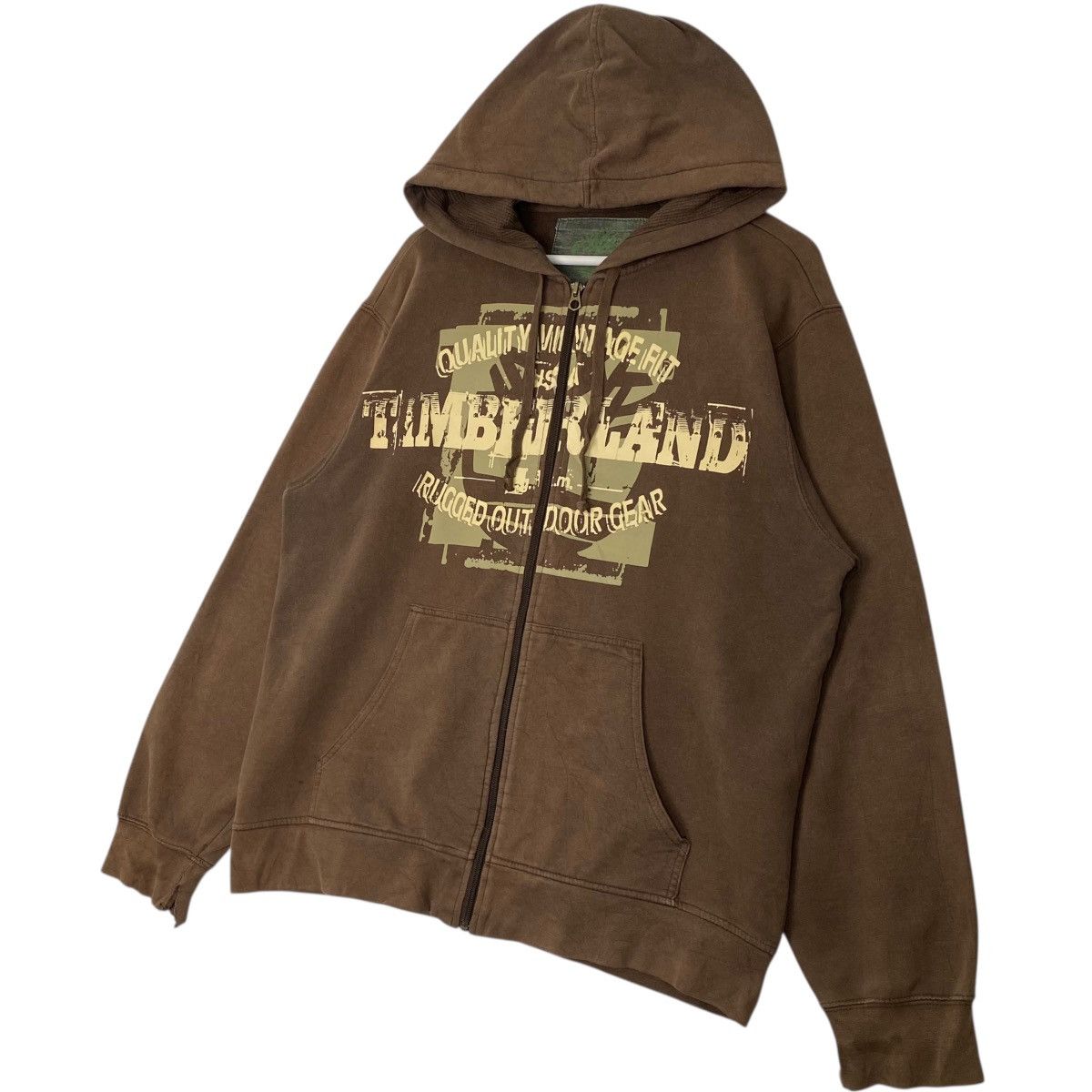 Vintage Vintage Timberland Full Zip Hoodie Sweater Brown Big Logo Size US L / EU 52-54 / 3 - 2 Thumbnail