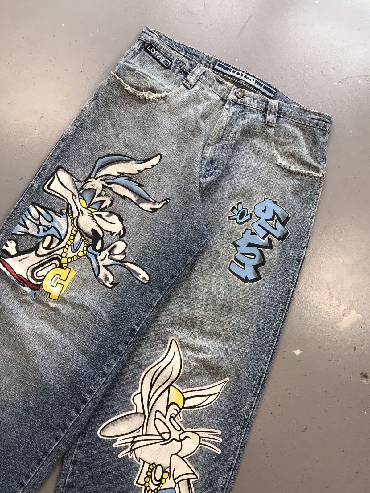 Vintage Vintage LOT29 bunny 🐰 printed distressed denim Size US 32 / EU 48 - 6 Thumbnail