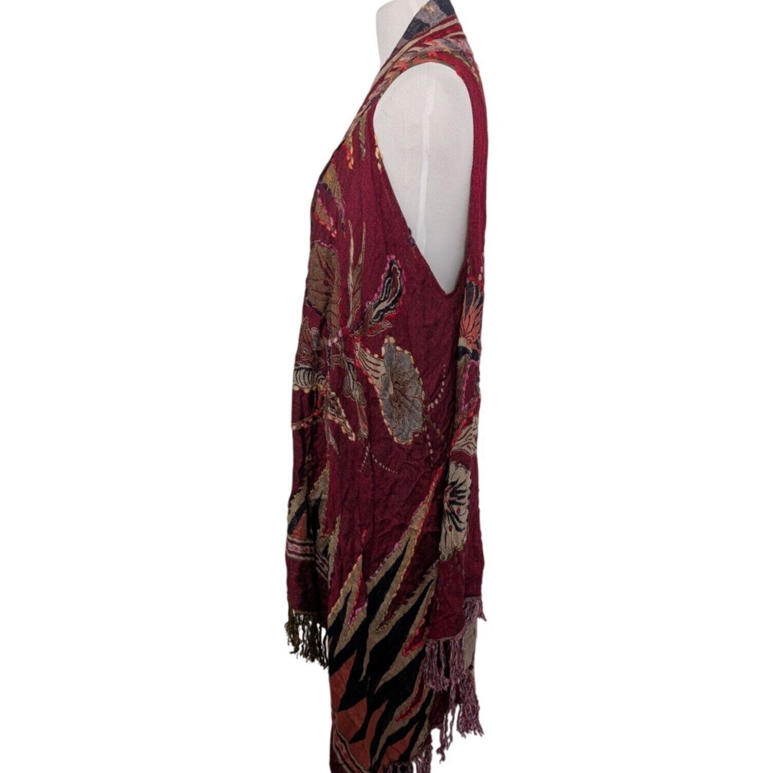 Designer Raj Floral Embroidered Cardigan Womens One Size Red Boho Size ONE SIZE - 8 Thumbnail