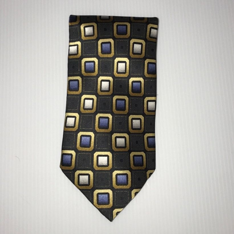 George George Square Pattern Silk Necktie Size ONE SIZE - 1 Thumbnail