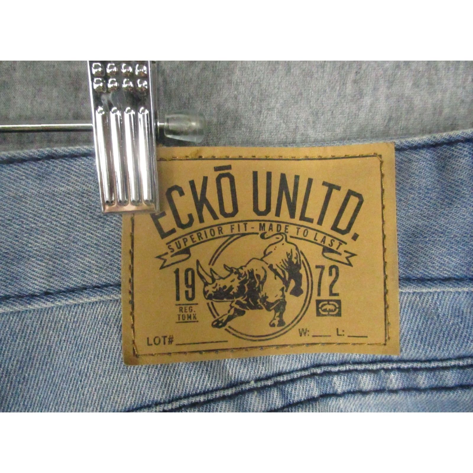 Ecko Unltd. Ecko Unltd Jeans Mens 44x31 Blue Relaxed Fit Distressed Denim Straight Leg Pants Size US 44 / EU 60 - 6 Thumbnail