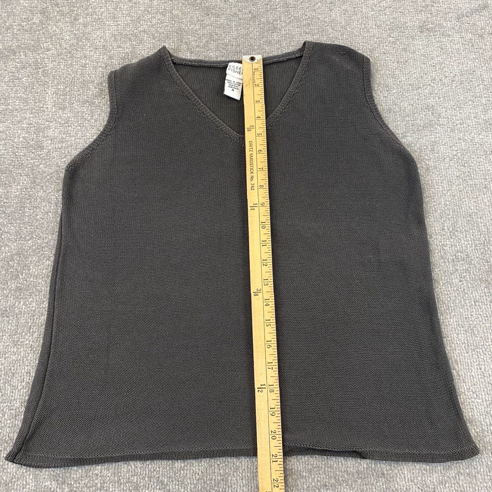 Eileen Fisher EILEEN FISHER Shirt Women Medium Gray Knit Sleeveless V-Neck Textured Minimalist Size M / US 6-8 / IT 42-44 - 3 Thumbnail