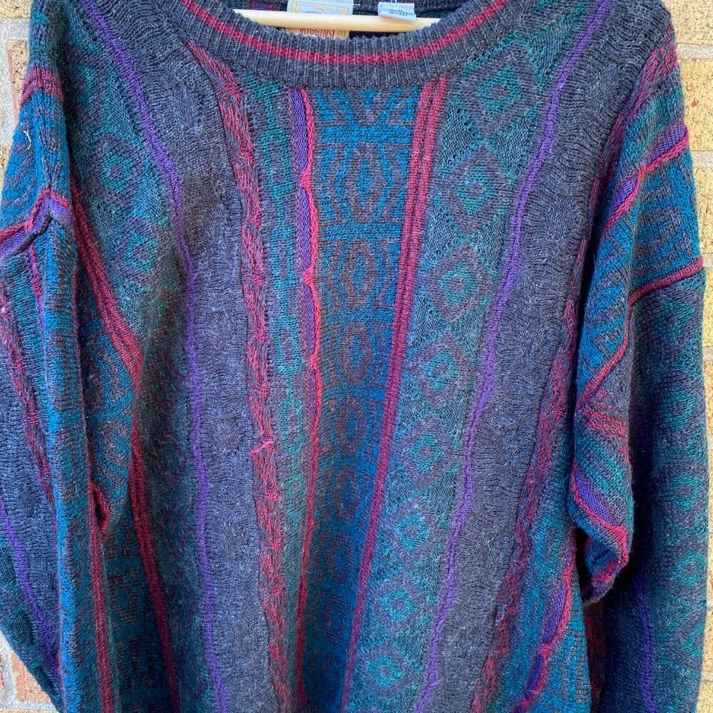 Coogi × Vintage Vintage 1980s Riggins Coogi Style Knit Sweater Medium Size US M / EU 48-50 / 2 - 7 Thumbnail