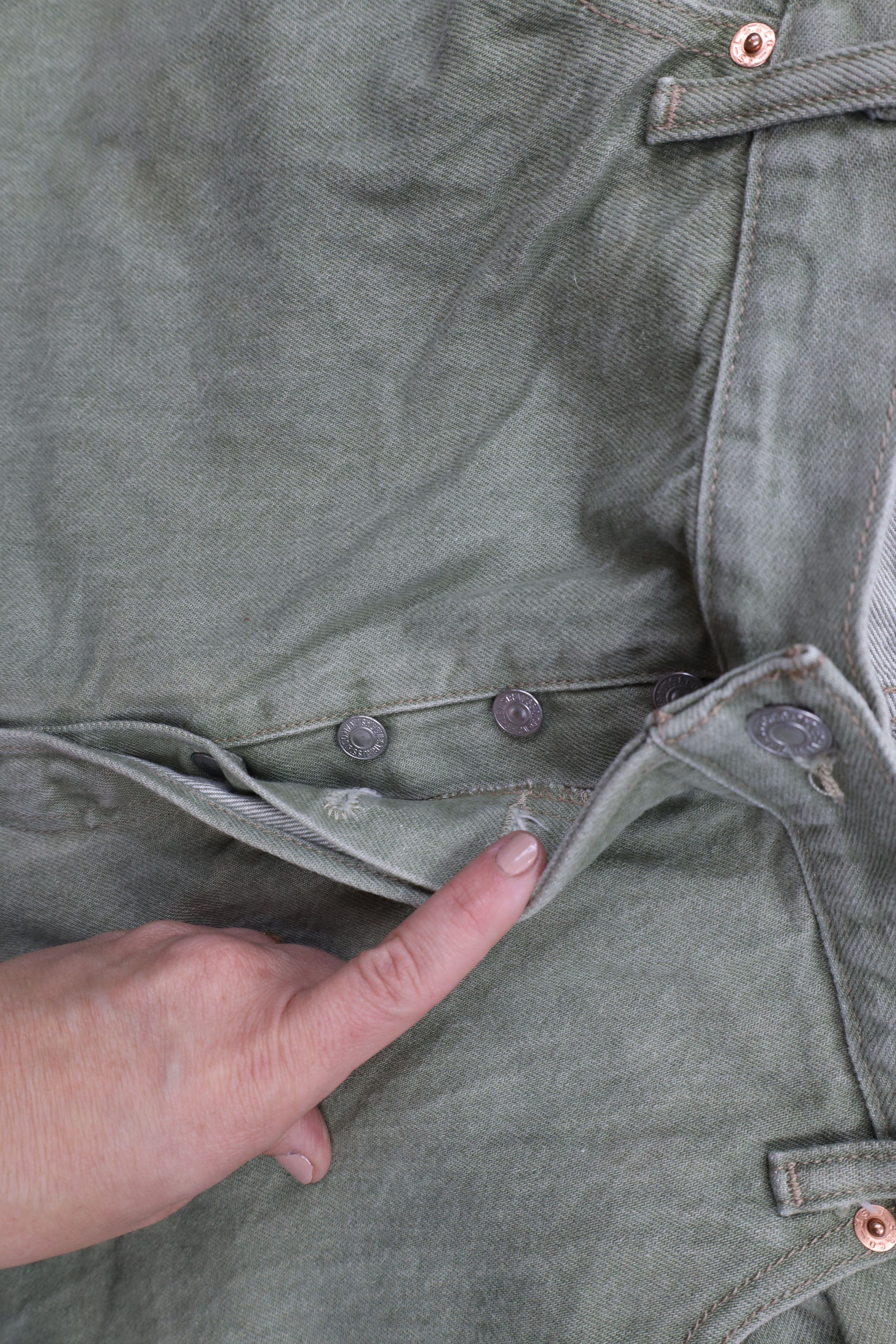 Levi's × Vintage Vintage Y2K Levis 501xx Original Fit Button Fly Jeans Green Size US 44 / EU 60 - 7 Thumbnail