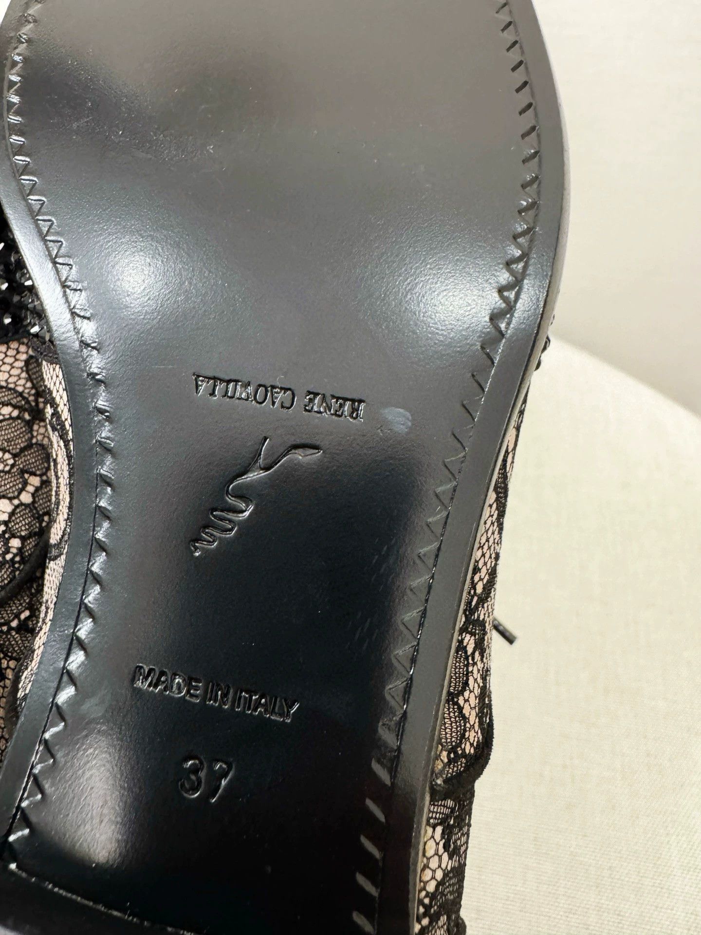 Rene Caovilla Rc Black Lace Crystal Pumps 37 New, Women's (Size 6.5) — image 5 of 5