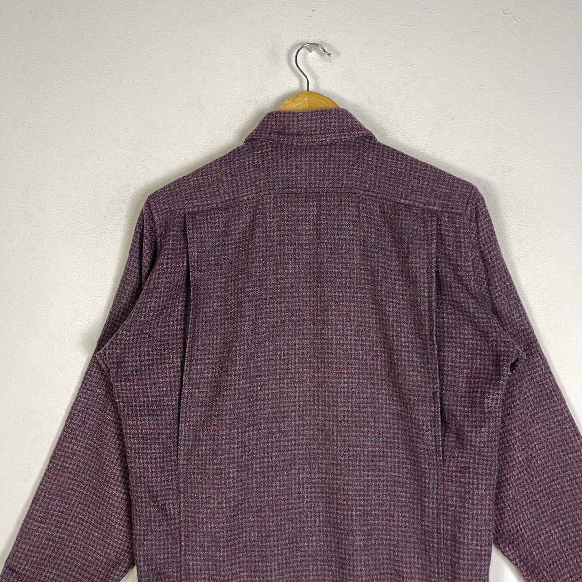 Vintage 🔥Burgundy🔥Vintage Modern Top Houndstooth Boxy Blouson Jacket Size US M / EU 48-50 / 2 - 5 Thumbnail