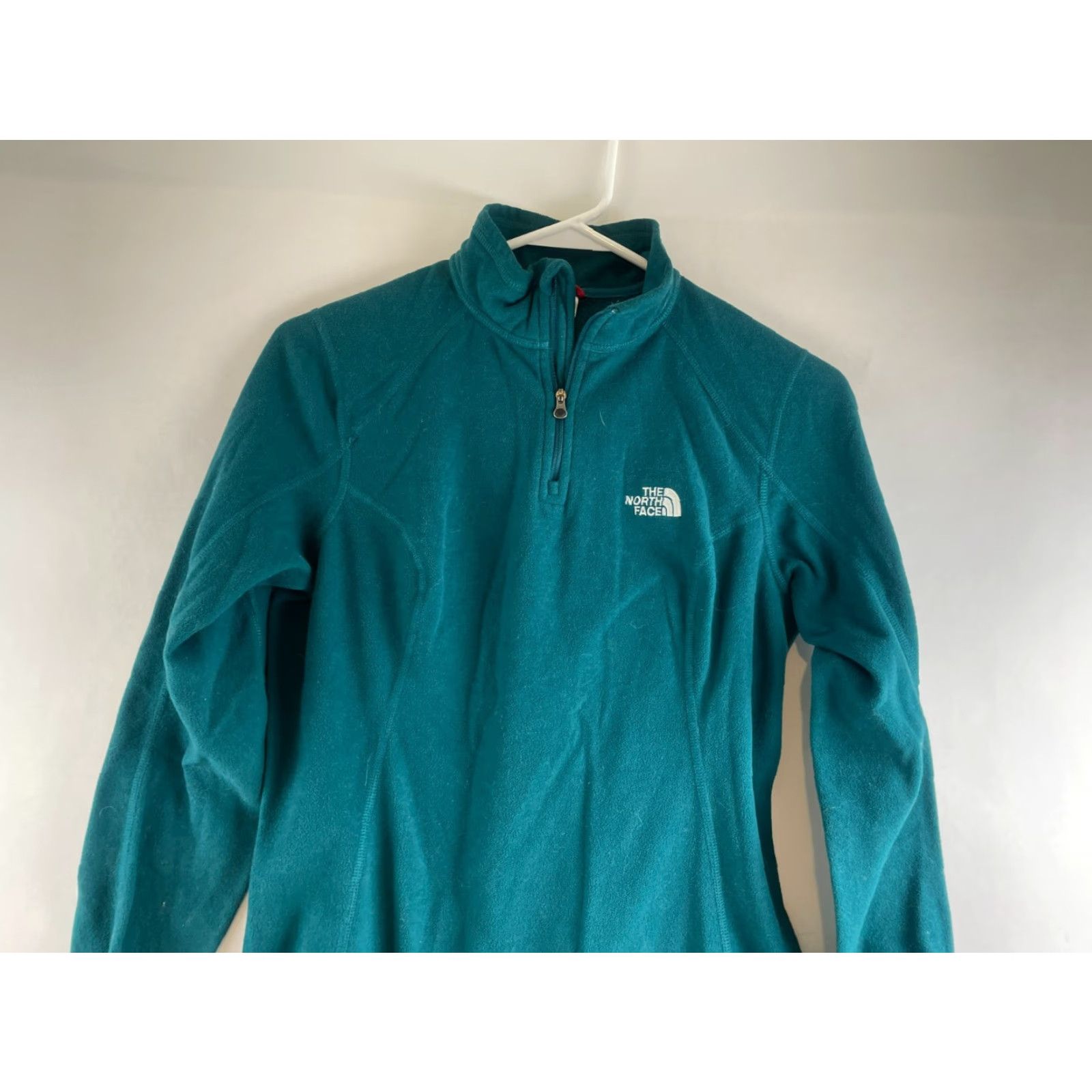 The North Face The North Face Fleece Sweater Women’s Small Teal Pullover Quarter Zip Mock Neck Long Sleeve Velvet? Size S / US 4 / IT 40 - 3 Thumbnail