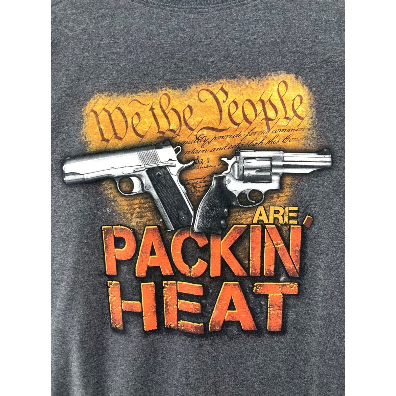 Vintage NRA Mens Promo TShirt XL Gray We The People Are Packin The Heat Shirt Adults XL Gray NRA Theme Gun Rights Size US XL / EU 56 / 4 - 2 Thumbnail