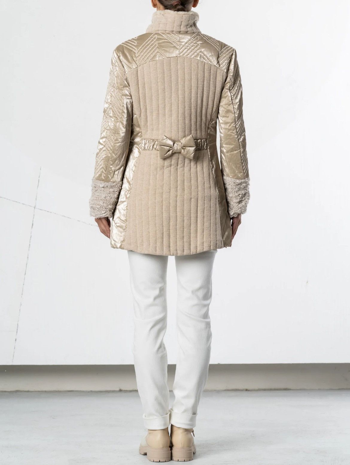 Elisa Cavaletti Elisa Cavaletti Beige Quilted Jacket Size L / US 10 / IT 46 - 4 Thumbnail