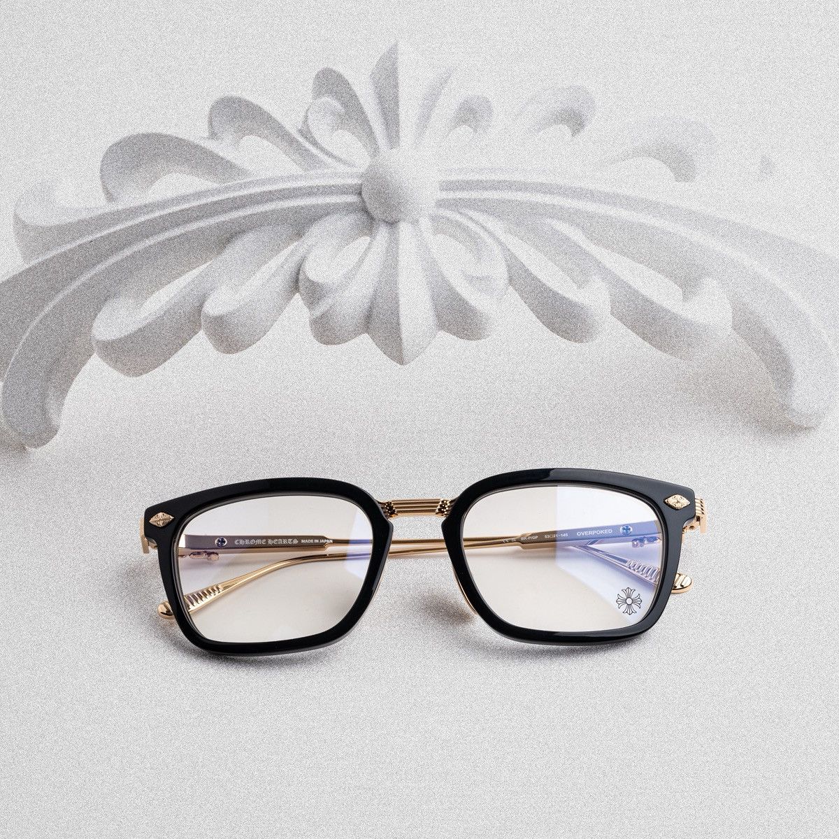 Chrome Hearts CHROME HEARTS OVERPOKED BLACK-PLASTIC / GOLD PLATED GLASSES Size ONE SIZE - 6 Thumbnail