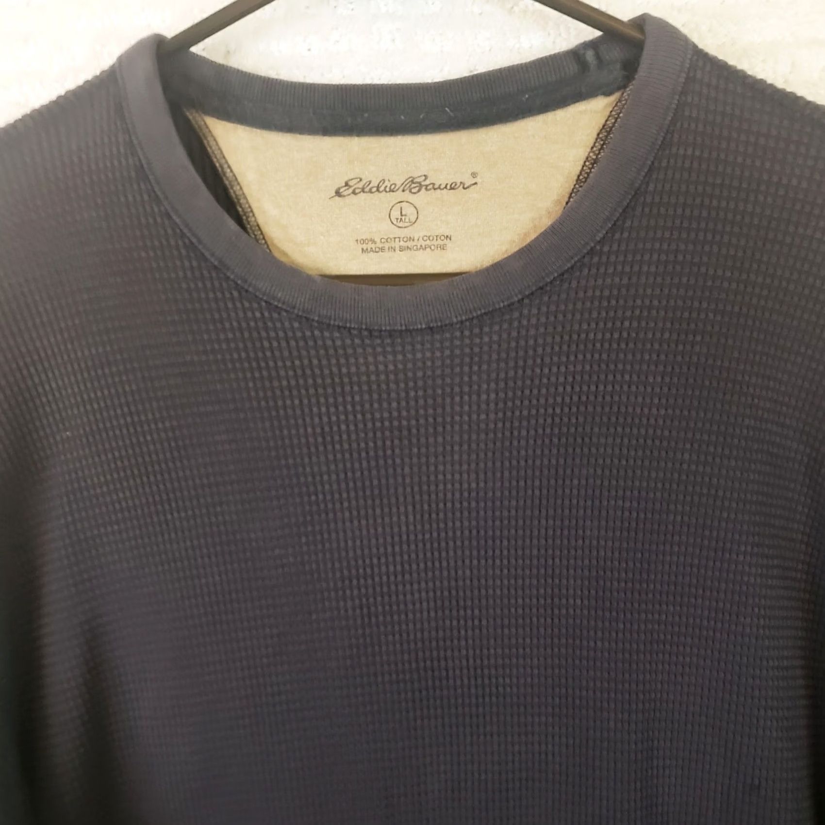 Eddie Bauer Eddie Bauer Men L Tall Black Waffle Knit Thermal Crewneck Long Sleeve Shirt Size US L / EU 52-54 / 3 - 3 Thumbnail