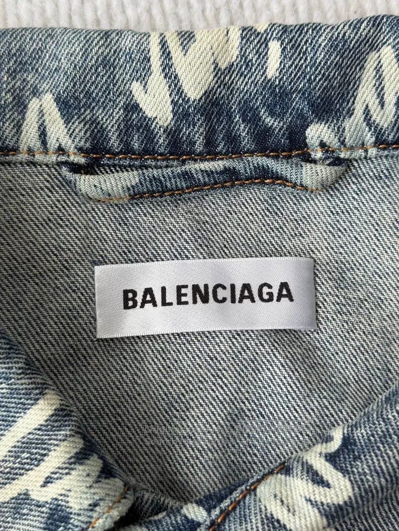 Balenciaga Balenciaga Vintage denim all-over print jacket coat Size XXS / US 00 / IT 34 - 4 Thumbnail