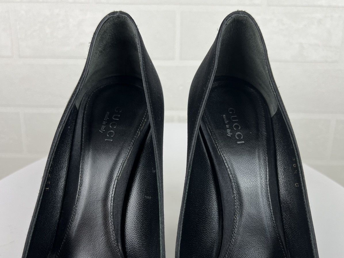 Gucci GUCCI Heels Satin Shoes Rhinestone Crystal Horsebit Peep Toe Size US 8.5 / IT 38.5 - 8 Thumbnail