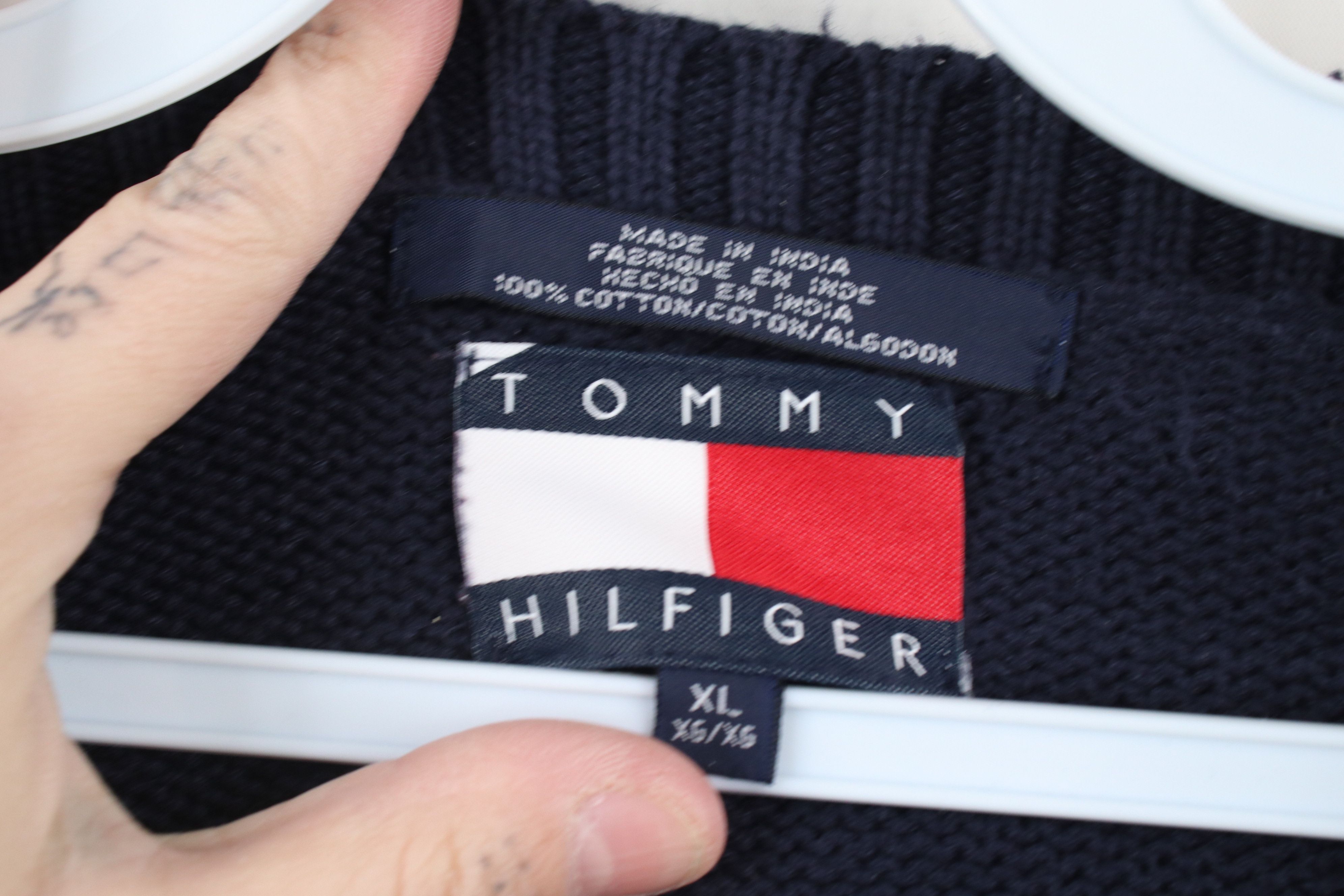 Tommy Hilfiger × Vintage Vintage 90s Tommy Hilfiger Crest Cotton Knit Sweater Vest Size US XL / EU 56 / 4 - 7 Thumbnail