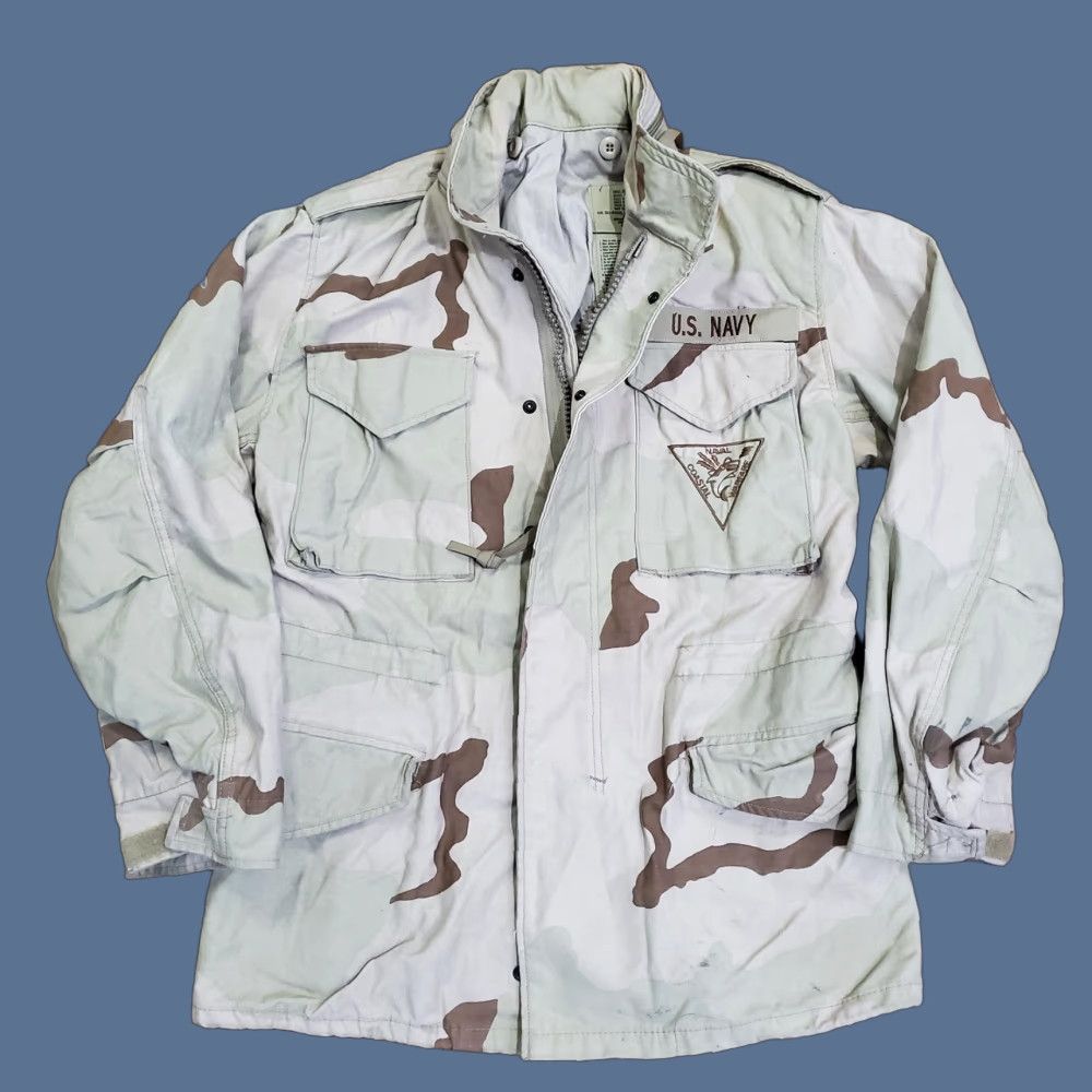 Vintage VINTAGE U.S. NAVY JACKET Coat Desert Camouflage Field Cold Weather Navy Patch Military Size US S / EU 44-46 / 1 - 1 Thumbnail