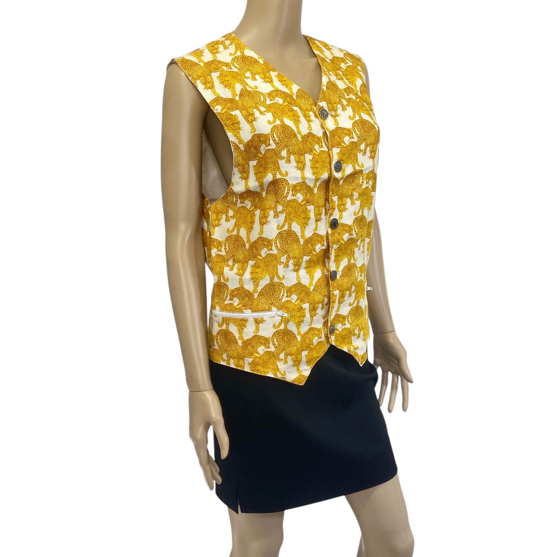 Versus Versace Vintage Yellow Leopard Print Vest Size US S / EU 44-46 / 1 - 2 Thumbnail
