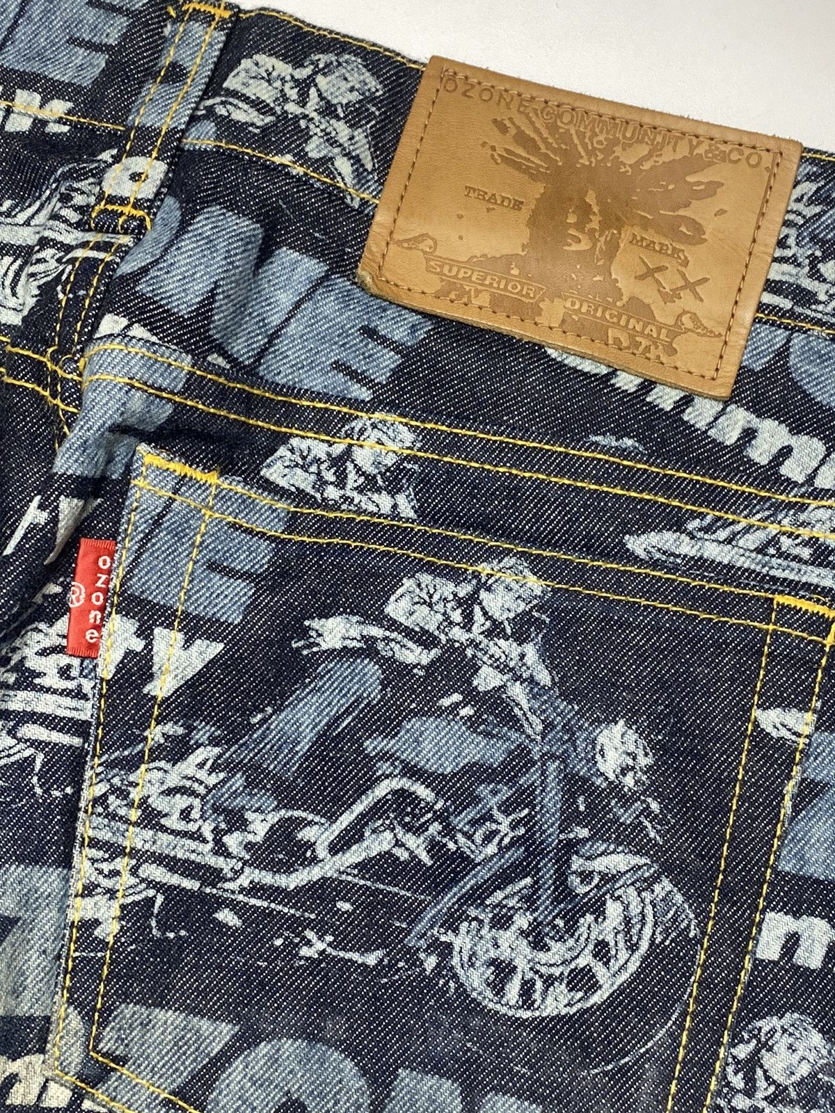 Hysteric Glamour 1990s Ozone Community - Multi Printed Biker Flared Denim Size US 29 - 7 Thumbnail
