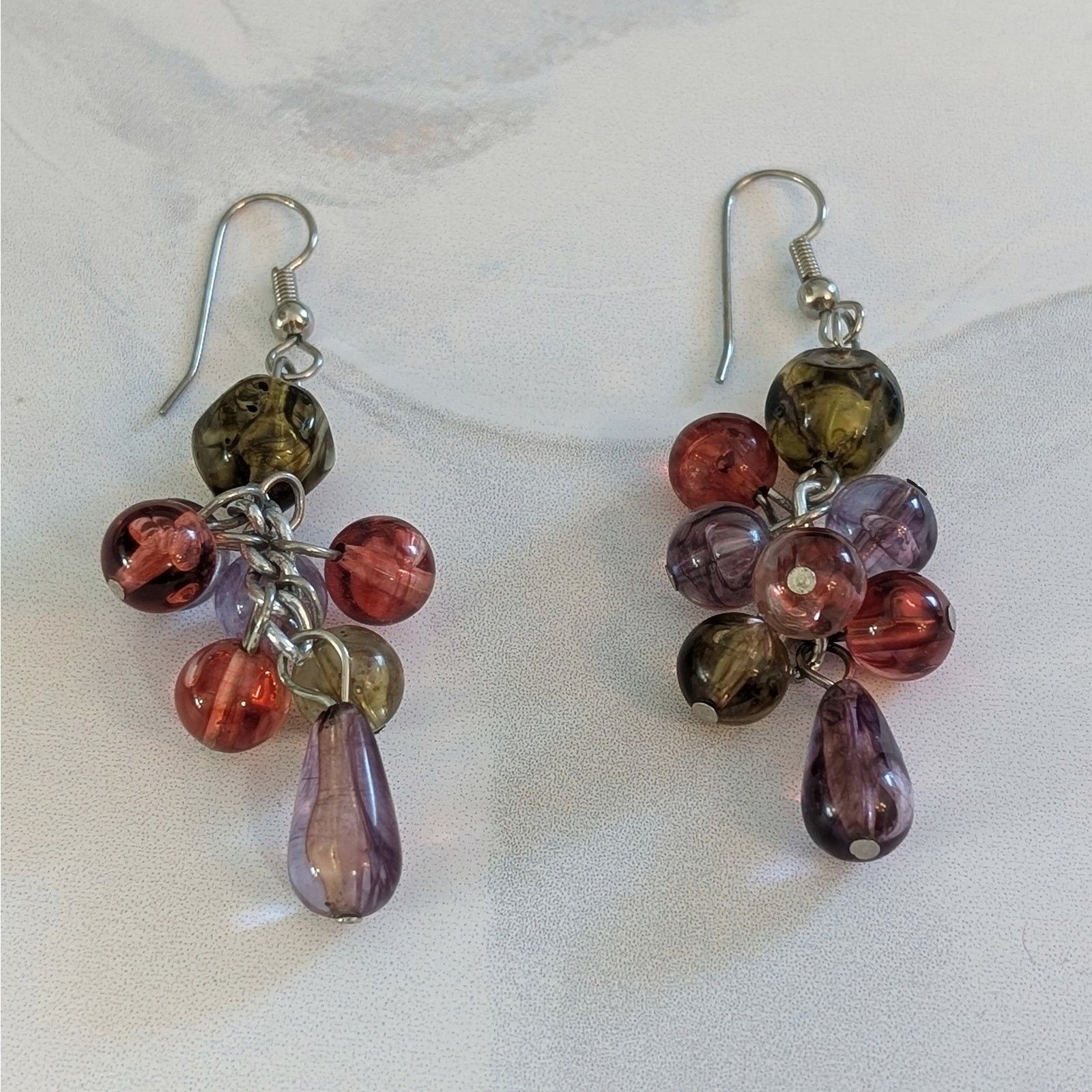 Other VTG 1980s Silver-Tone Wine-Colored Beaded Dangle Earrings Size ONE SIZE - 5 Thumbnail