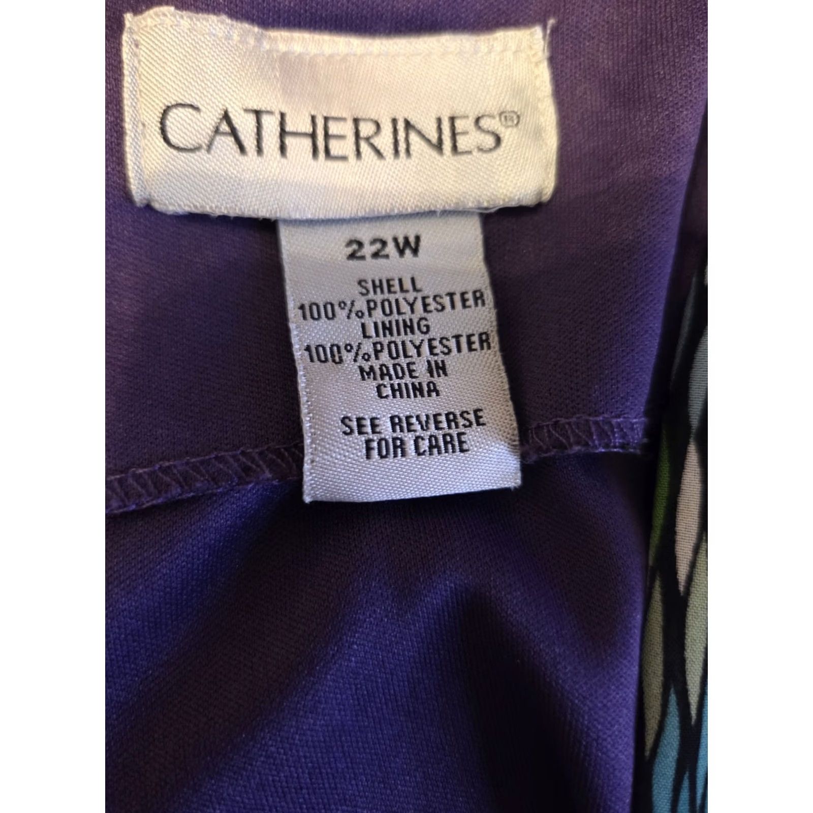 Vintage Catherines Dress Purple Green Blue Black Geometric Abstract Boho 22 2X Women Size 3XL / US 20-22 - 7 Thumbnail