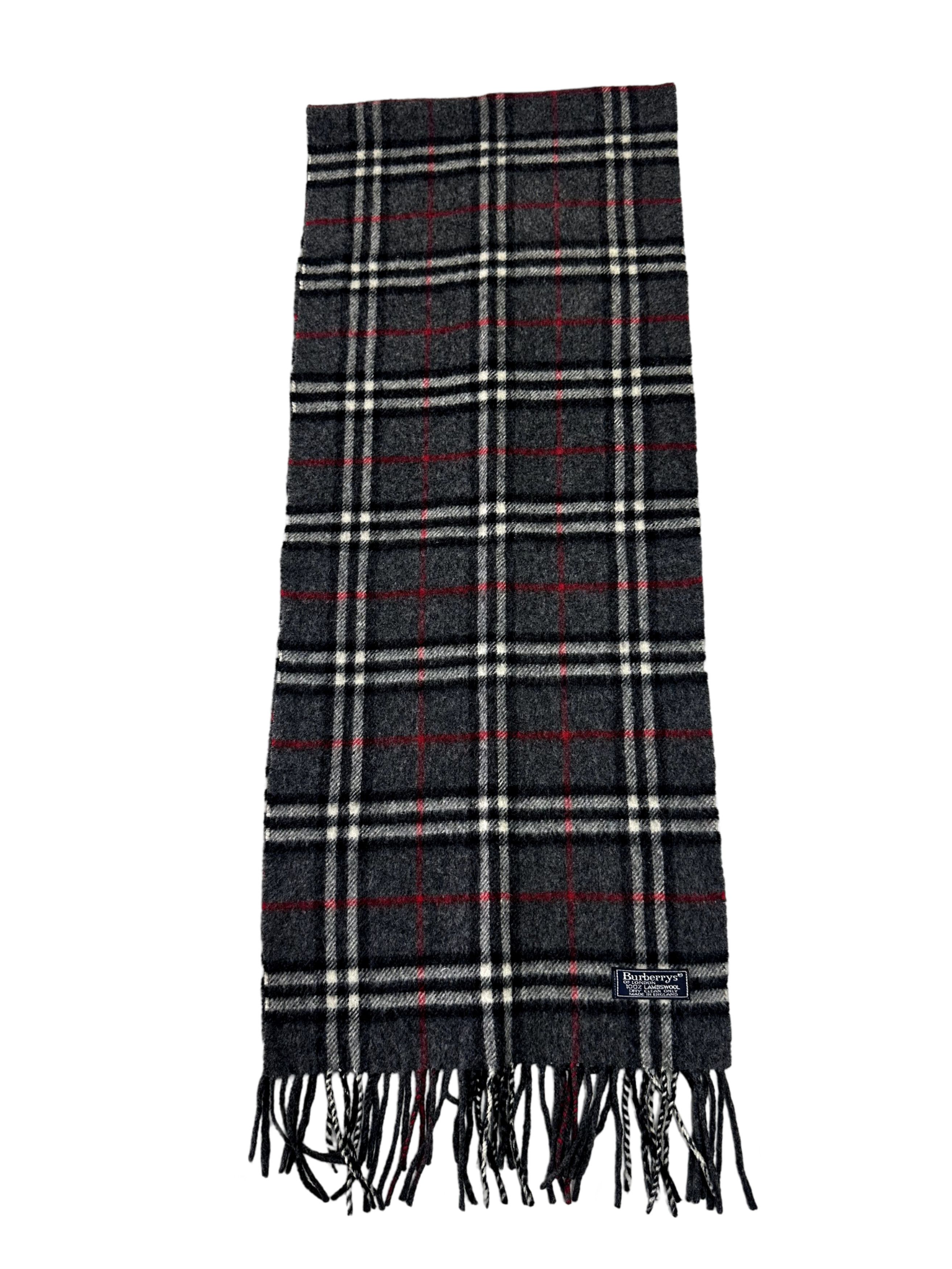 Burberry Burberrys Classic Check Grey 100% Lambswool Unisex Scarf Size ONE SIZE - 5 Thumbnail