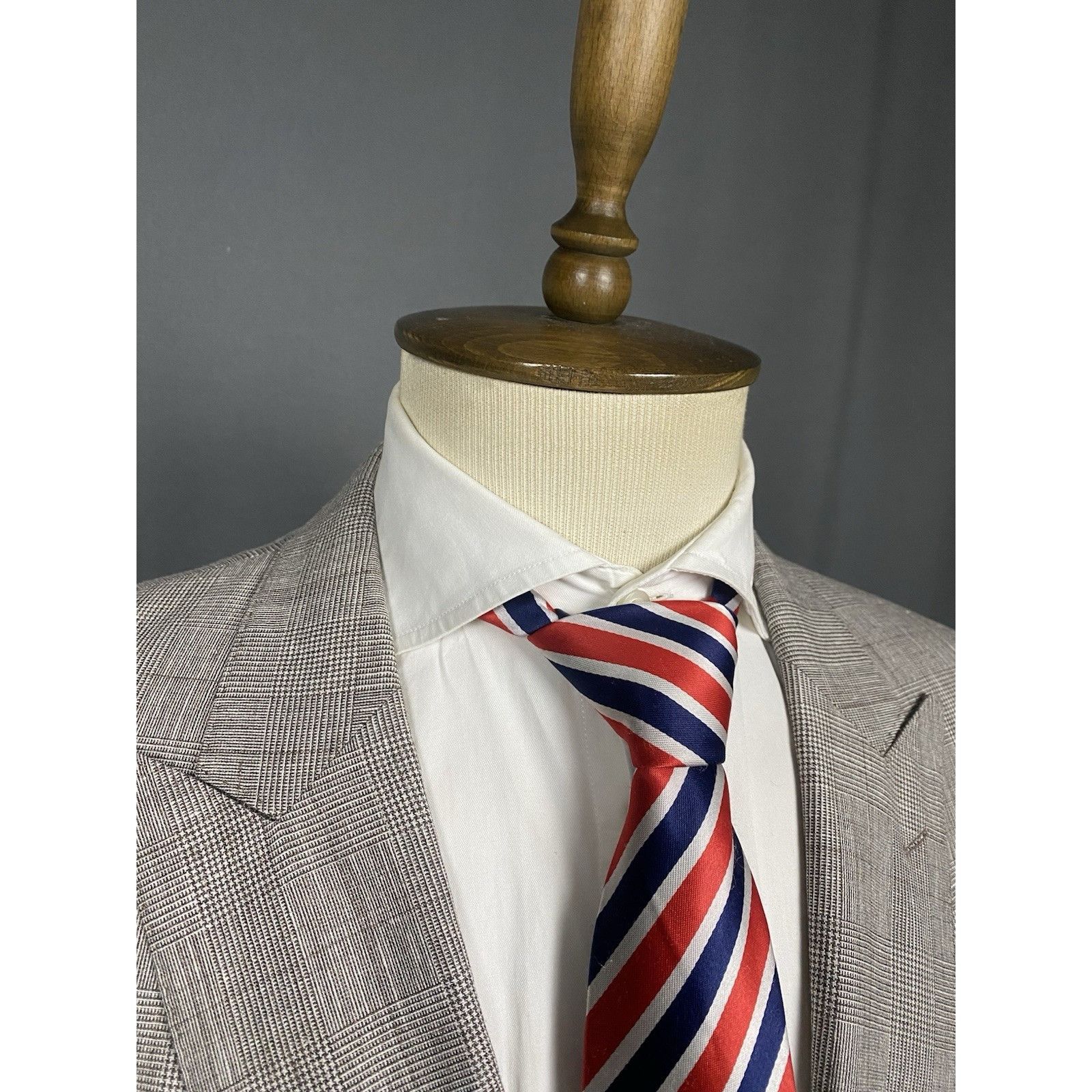 Hackett NWT GREAT Hackett Saville Row Gray Checked Linen Double Brea Size 48R - 6 Thumbnail