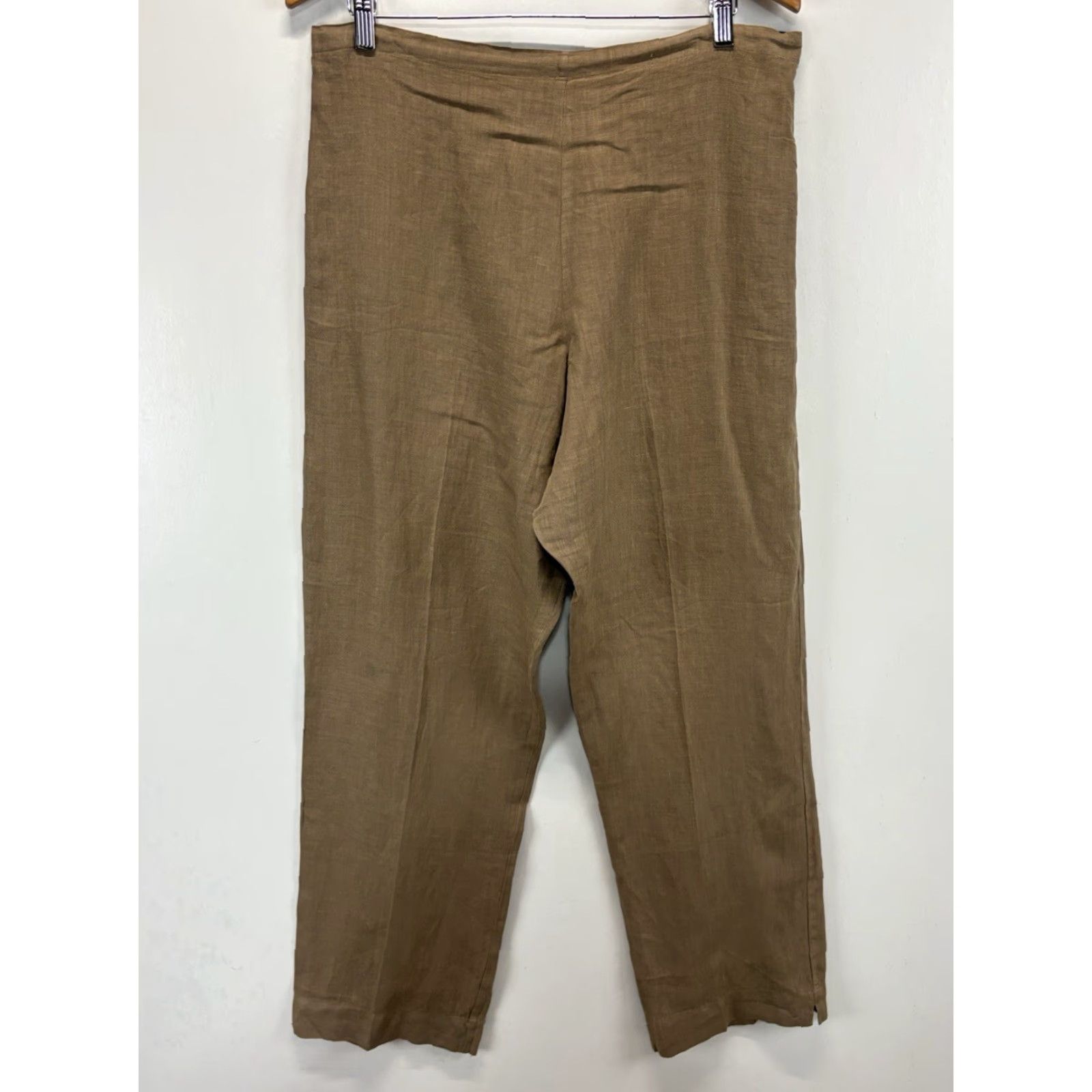Vintage Bryn Walker Pants Womens XL Brown 100% Linen Tapered Ankle Elastic Waist USA Casual Size 40" / US 18 - 2 Thumbnail
