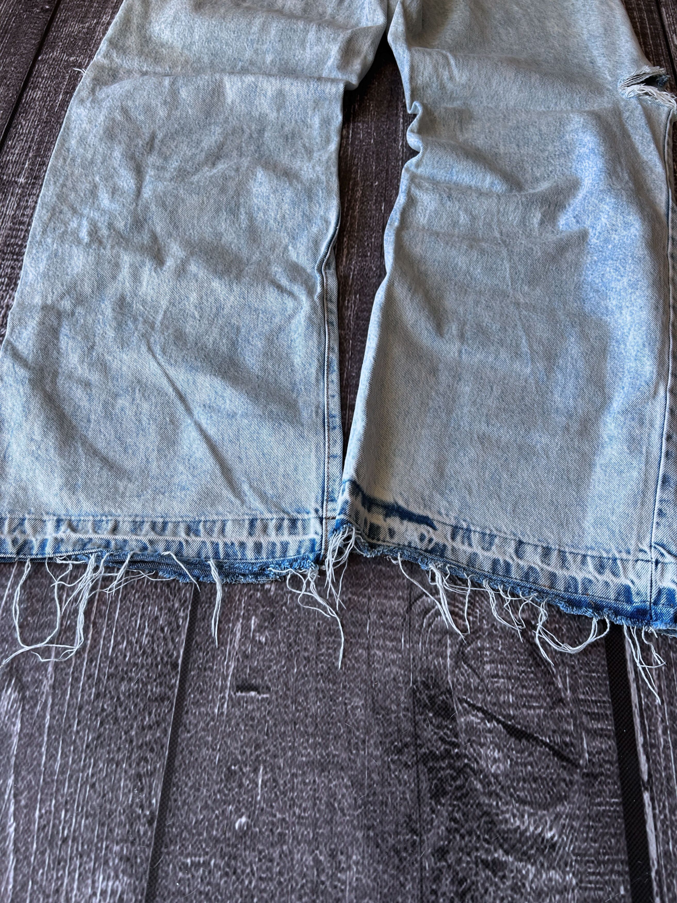 Designer VINTAGE 💥HYSTERIC GLAMOUR STYLE TRASHED BAGGY JEANS 90S Size US 30 / EU 46 - 3 Thumbnail