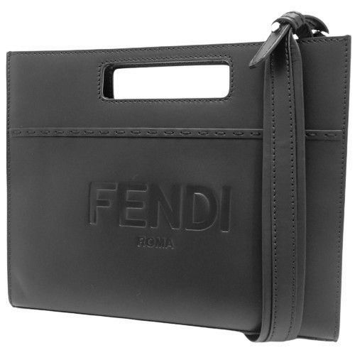image of Fendi Small Shoulder Bag Crossbody Handbag 2Way Leather Black, Women's