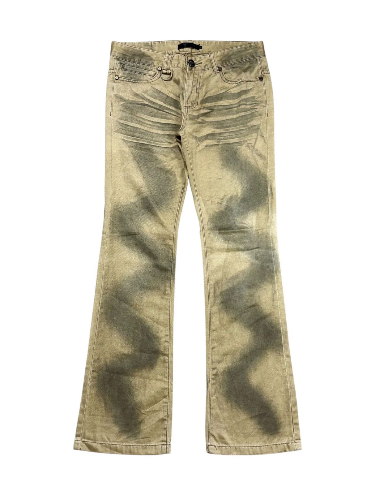 BUFFALO BOBS 2000s Roshell - Waxed Oil Flared Pants Mohair Patch Size US 29 - 1 Thumbnail