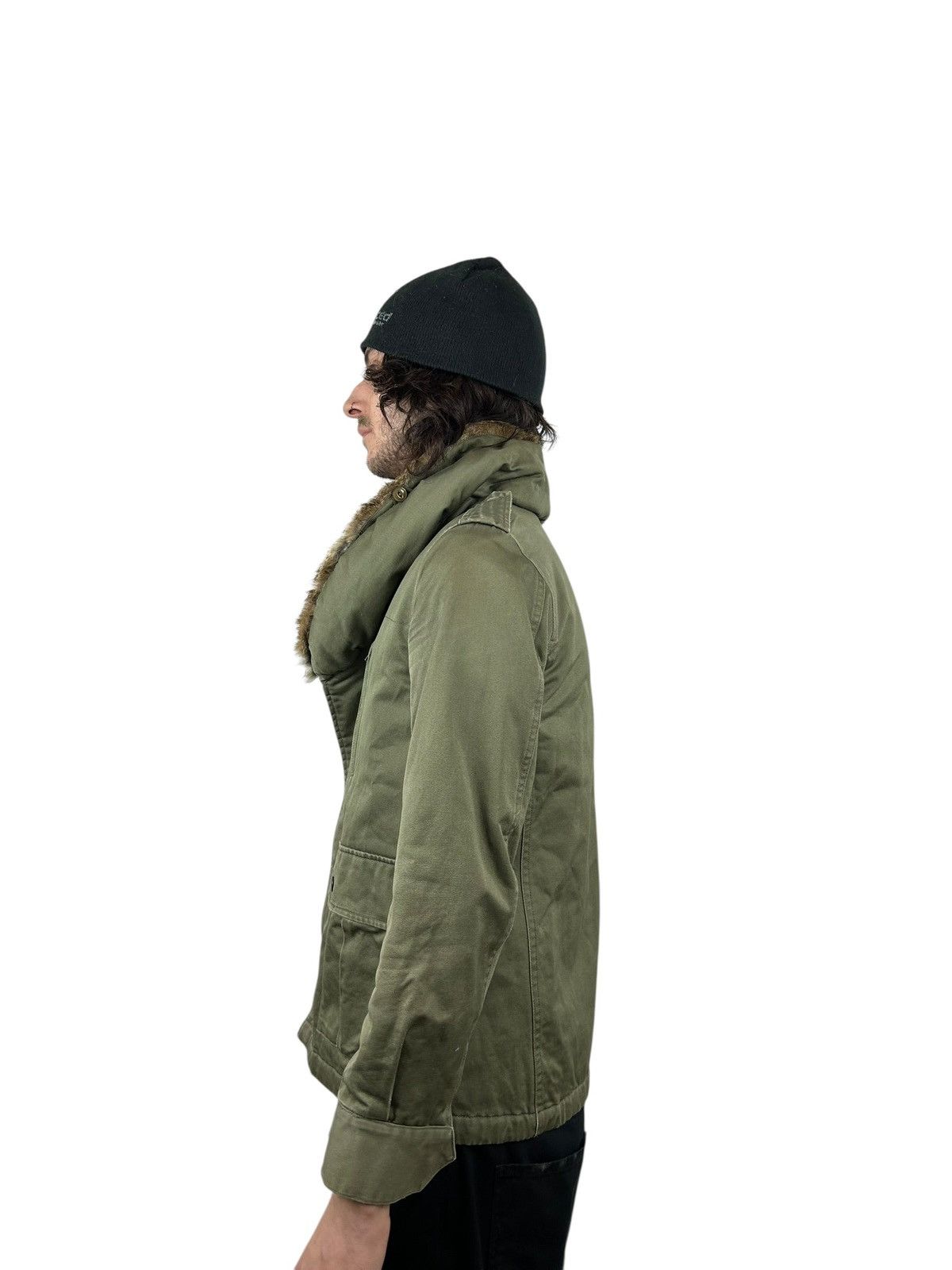 Japanese Brand 1990s Johnbull Rabbit Fur Line Asymmetrical Military Jacket Size US M / EU 48-50 / 2 - 4 Thumbnail
