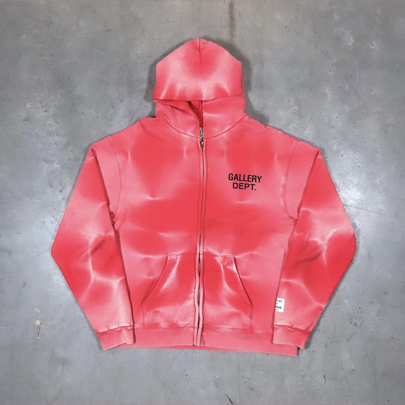 image of Gallery Dept Sunfaded Zip Up Hoodie in Red, Men's (Size 2XL)