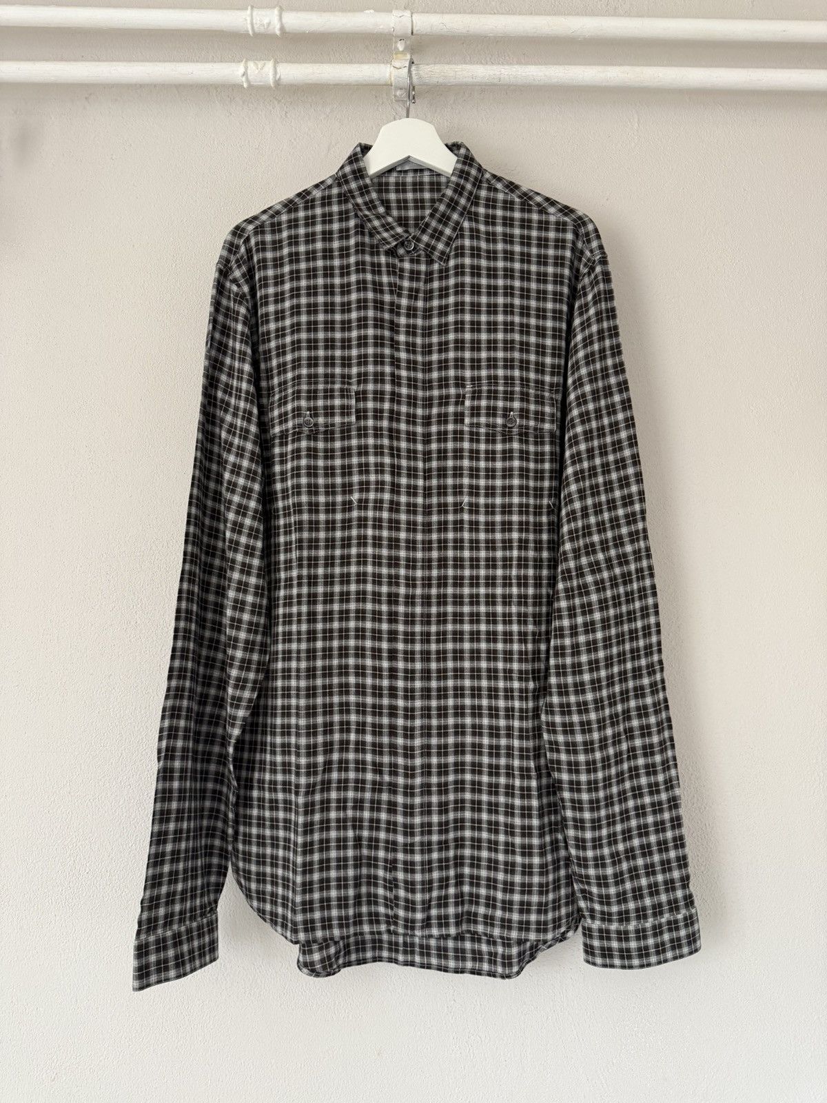 Dior Dior Grey Checkered Cotton Shirt with Chest Pockets Size US L / EU 52-54 / 3 - 2 Thumbnail