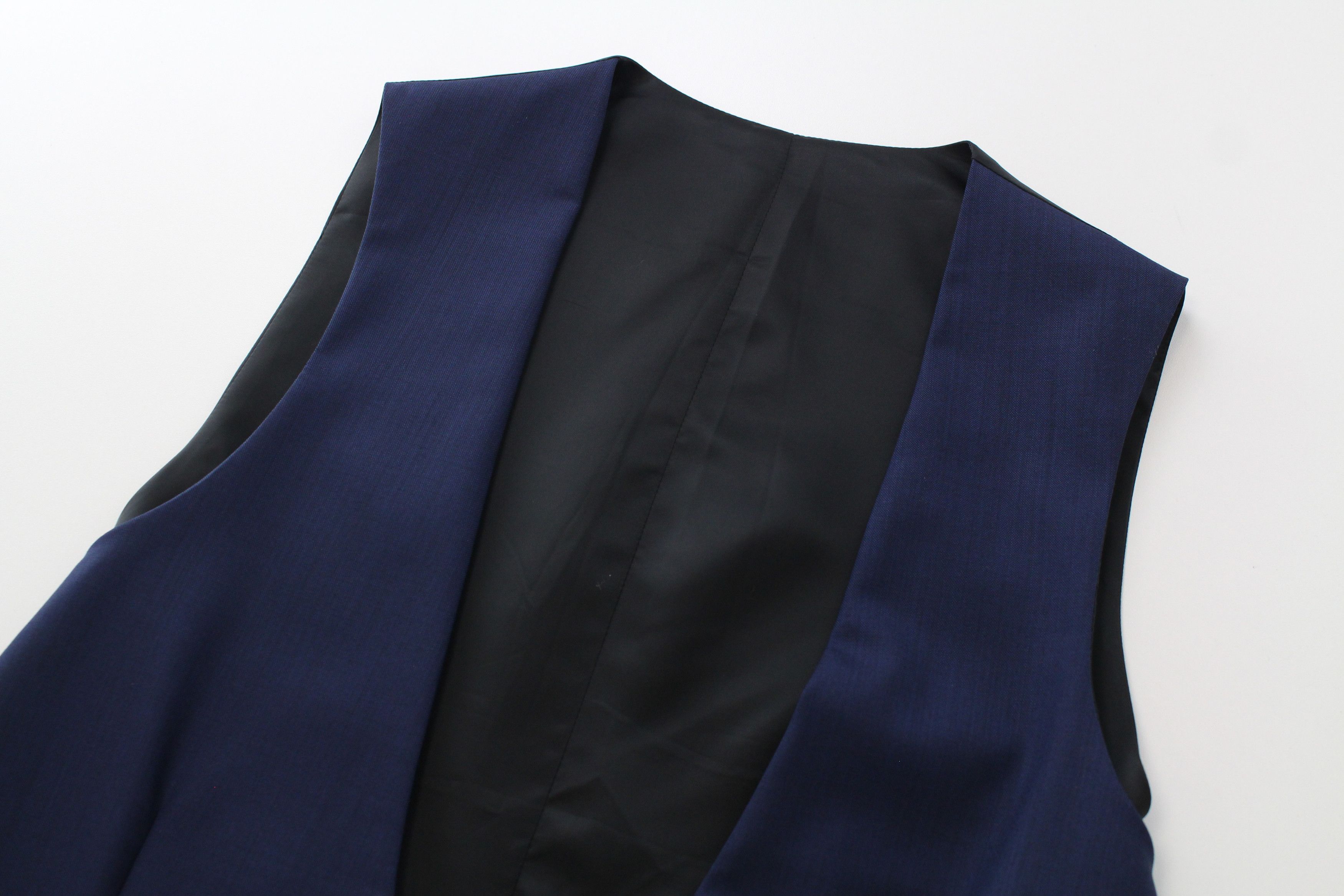 Suitsupply LAZIO UK38 Blue Wool Single-Breasted U-neck Waistcoat 60873 Size 38R - 3 Thumbnail